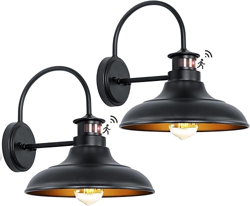 Miniatura 2 de Yolsunes Luces de granero con sensor de movimiento, 2 paquetes y luz de pared de 20 pulgadas, iluminación exterior del anochecer al amanecer,