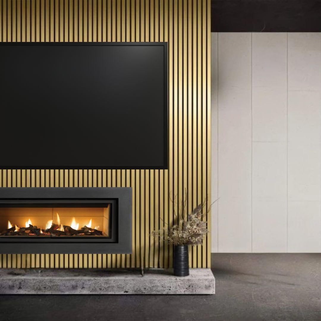 Wood Panel Co Gold Decorative Wood Slat Wall Panel In 3D Slat Acoustic For Wall Or Ceiling 240Cm X 60Cm