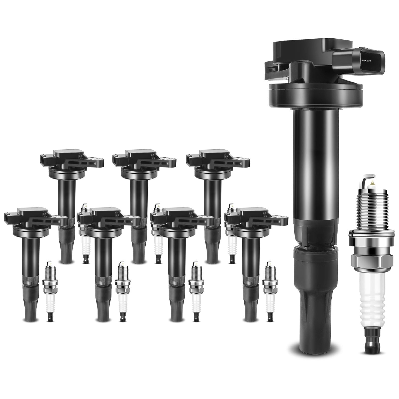 Frankberg Set di 8 bobine di accensione e candele per motori a benzina | Compatibile con: XJ X350 X358, S-Type X200, Discovery III L319, XJ X351, XK8 Cabriolet X100, XF X250, XK Coupé X150