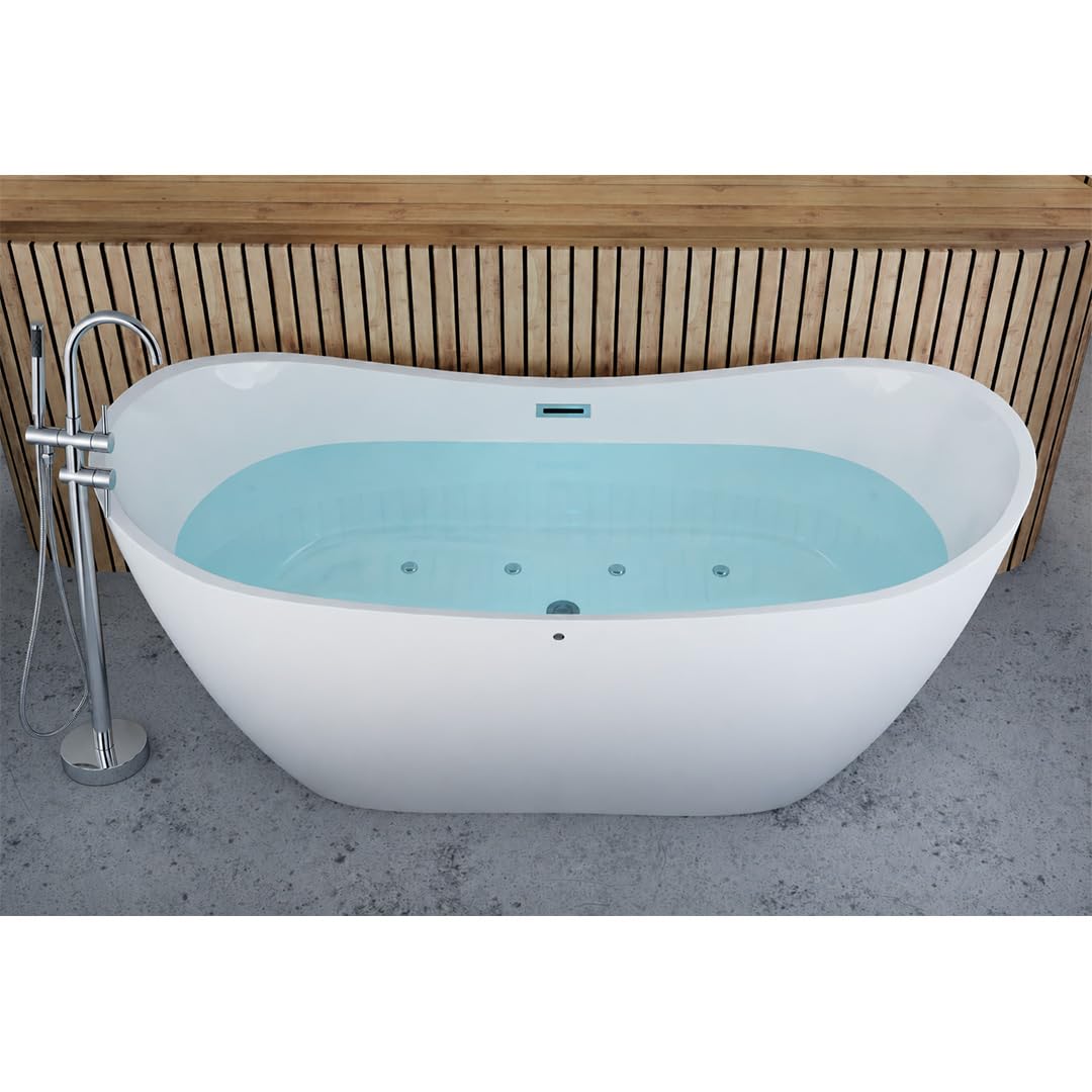 Vasca da Bagno Idromassaggio Freestanding Ovale Bianca 170x80cm - Alba