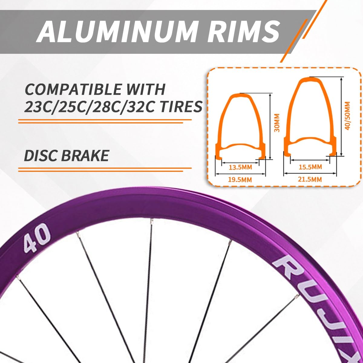 Set Di Ruote 700C Center Lock Con Freni A Disco For Bici Da Strada Perno Passante Anteriore 12 * 100mm Posteriore 12 * 142mm Cerchio In Lega Di Alluminio For Cassetta 7-12 Velocità