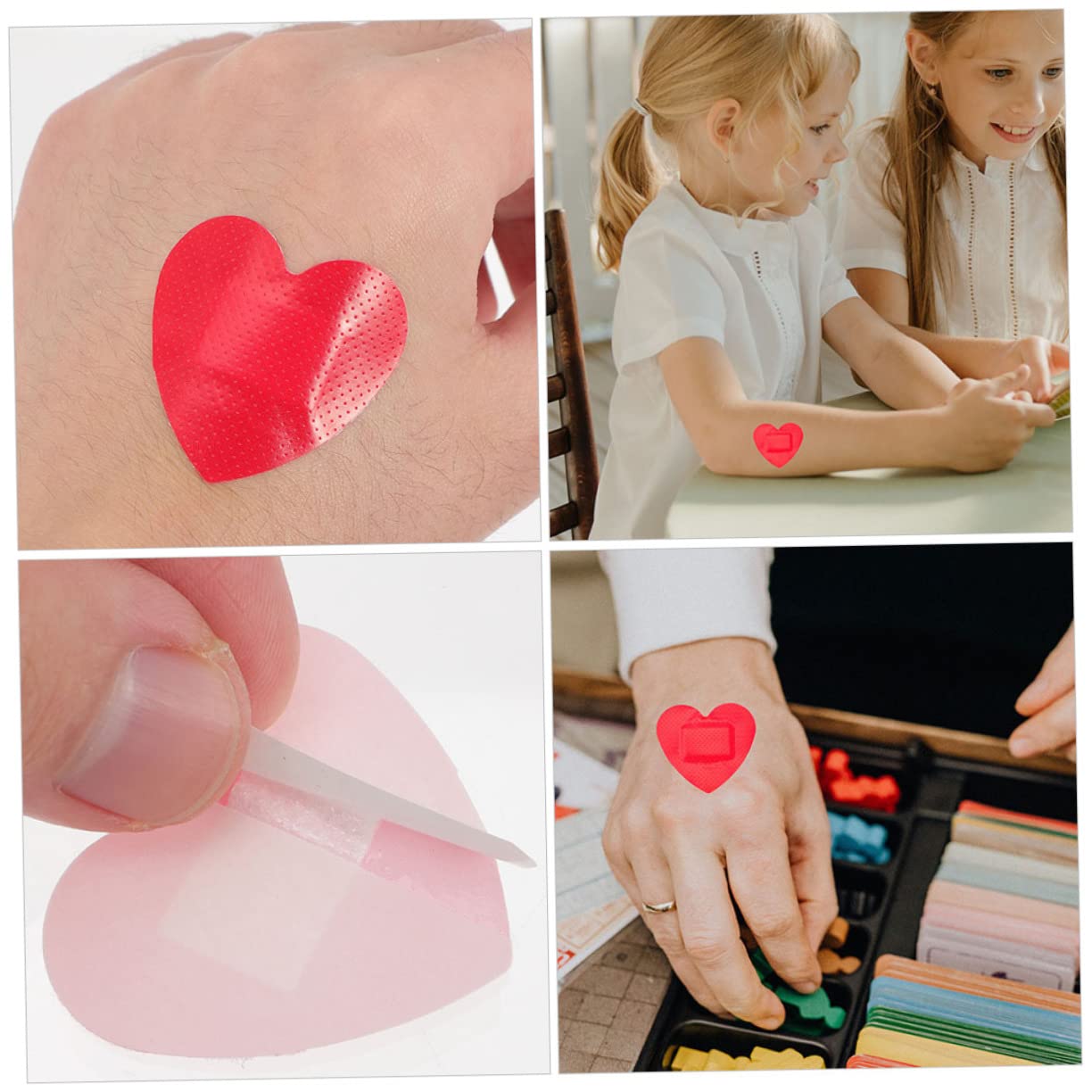 Sosoport 5 Series Recambio De Cinta Adhesiva Para Heridas De Corazón Adhesivo Para Parche Adhesivo Con Forma De Corazón Vendajes Adhesivos Tiras De Gasa Para 60 piezas x 5