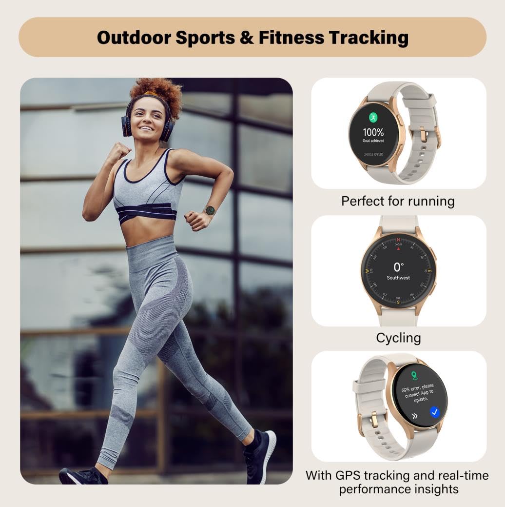 Reloj inteligente para mujer, Alexa integrado, GPS, HRV, VO2 Max, oxígeno en sangre, monitor de sueño y estrés, brújula, altímetro, AMOLED de 1.32 pulgadas, fitness y salud de la mujer 5