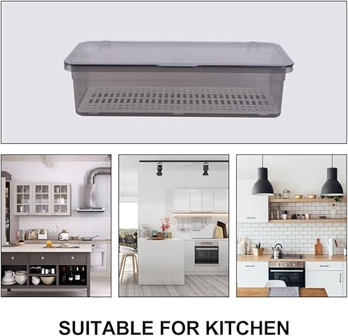 Miniatura 4 de Cabilock Bandeja de cubiertos con tapa y escurridor, organizador de cajones, bandeja de cubiertos, utensilios y cubiertos, contenedor de