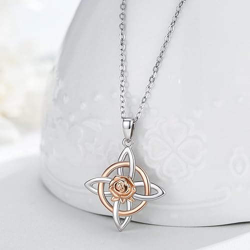 Vista 6 de OHAYOO Moonstone Necklace 925 Sterling Silver LayeredPandaCeltic CrossWitches KnotStar of DavidMustard Seed Necklace Moonstone Jewelry for Women