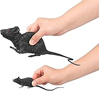 Vista 2 de Ratón de rata falsa para Halloween, ratón de plástico realista, bromas falsas, ratas chirriantes, espeluznantes, espeluznantes, espeluznantes