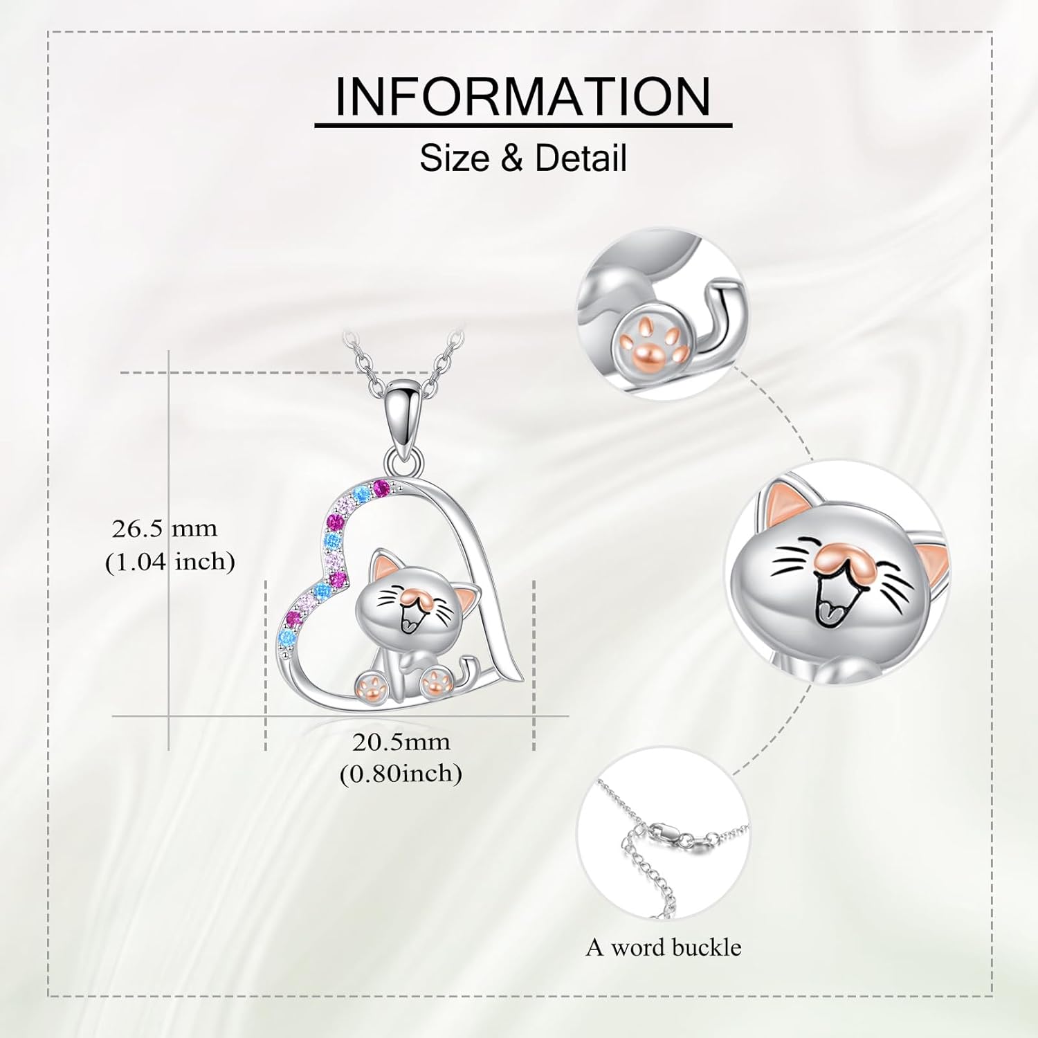 YAFEINI Cat Necklace 925 Sterling Silver Kitten Pendant Necklace Pet Jewelry Cat Gifts for Women - Image 4