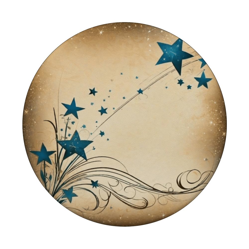 Cosmic and Dreams Fantasy Cool Stars Surreal Vintage Graphic PopSockets Swappable PopGrip, Black - Image 3