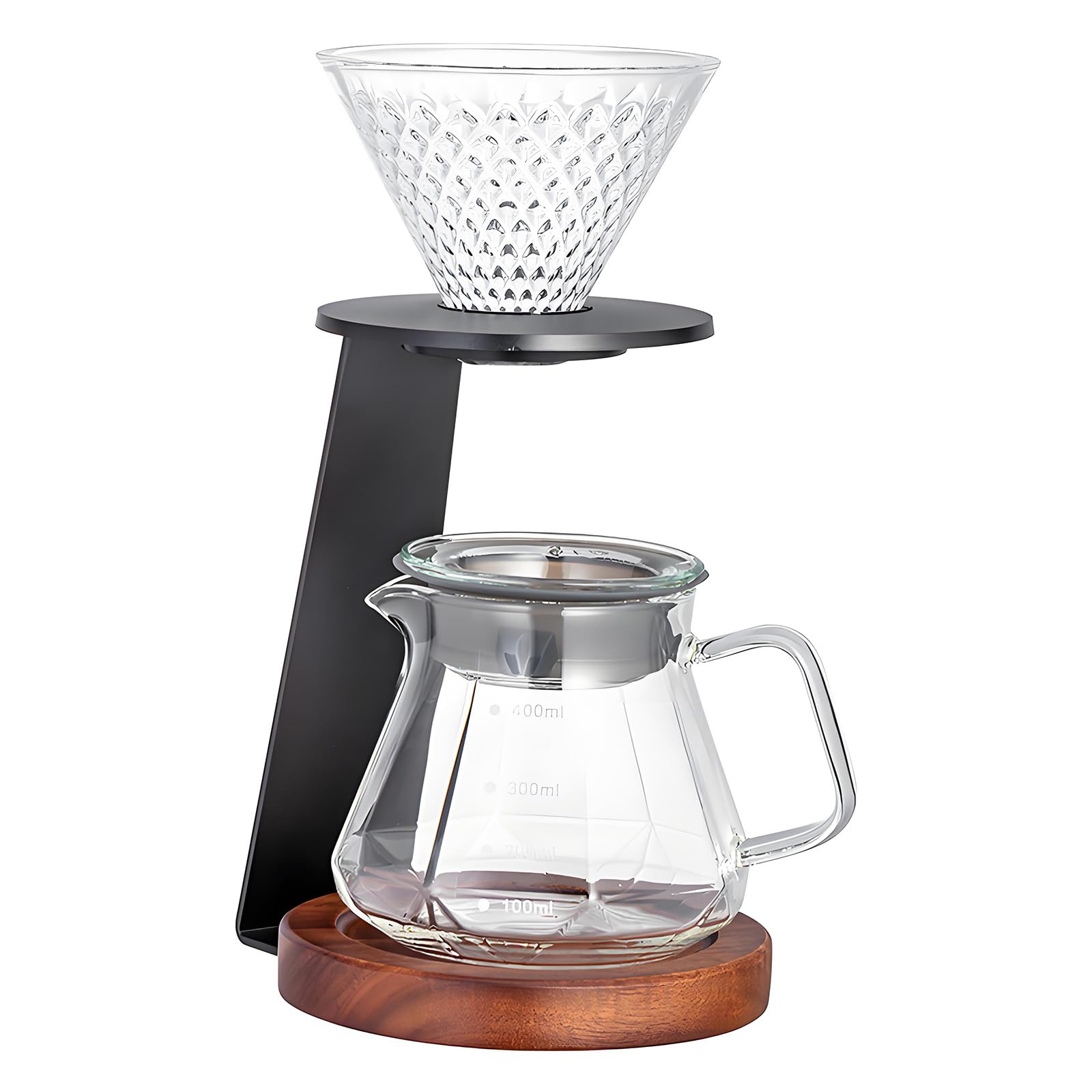 Generisch Filterkegelständer, komplett mit Glasserver, Kaffeemaschine mit Ständer und Klarglaskannen, ästhetisches Kaffeezubehör Set