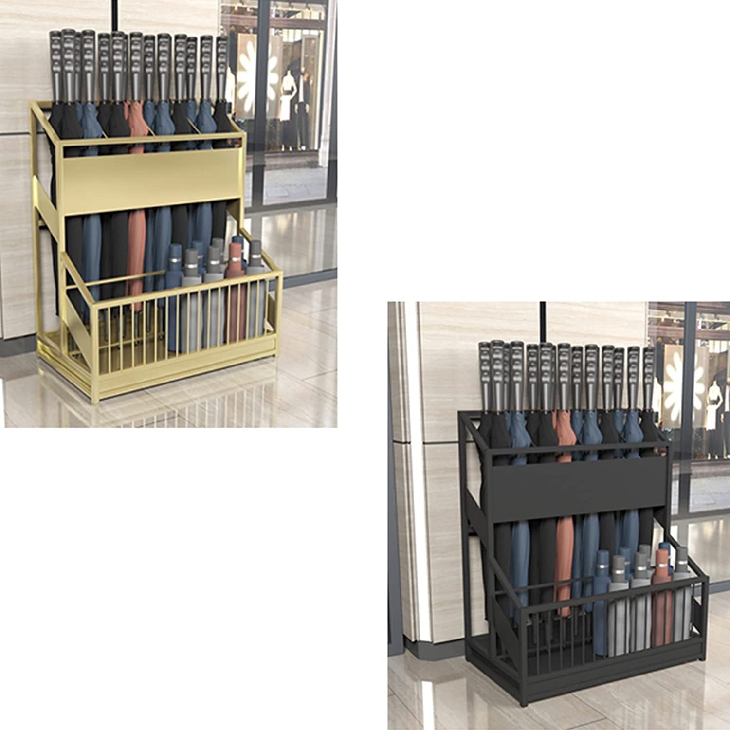 Portaombrelli Da Esterno In Metallo Con Vassoio Di Scarico Estraibile - Semplice E Moderno A 2 Strati Di Grande Capacità Per Interno ( Color : Si