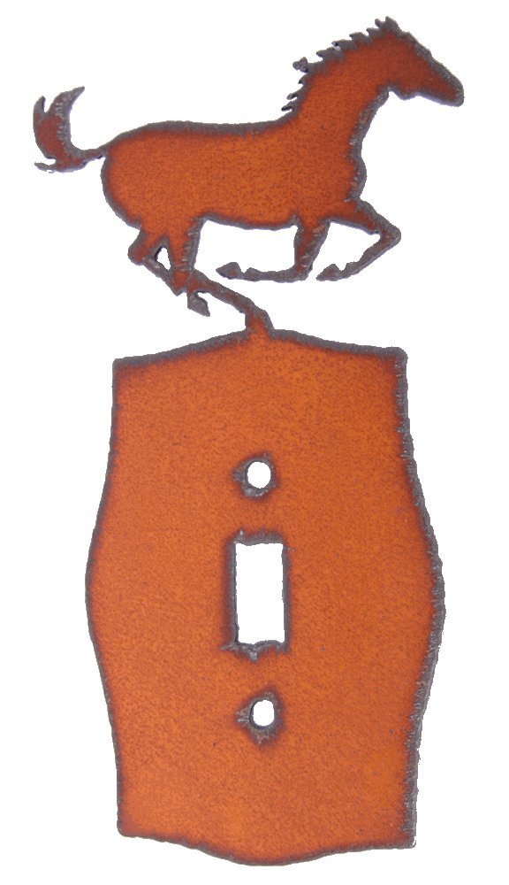 Rustic Metal Running Horse Single Switch Plate