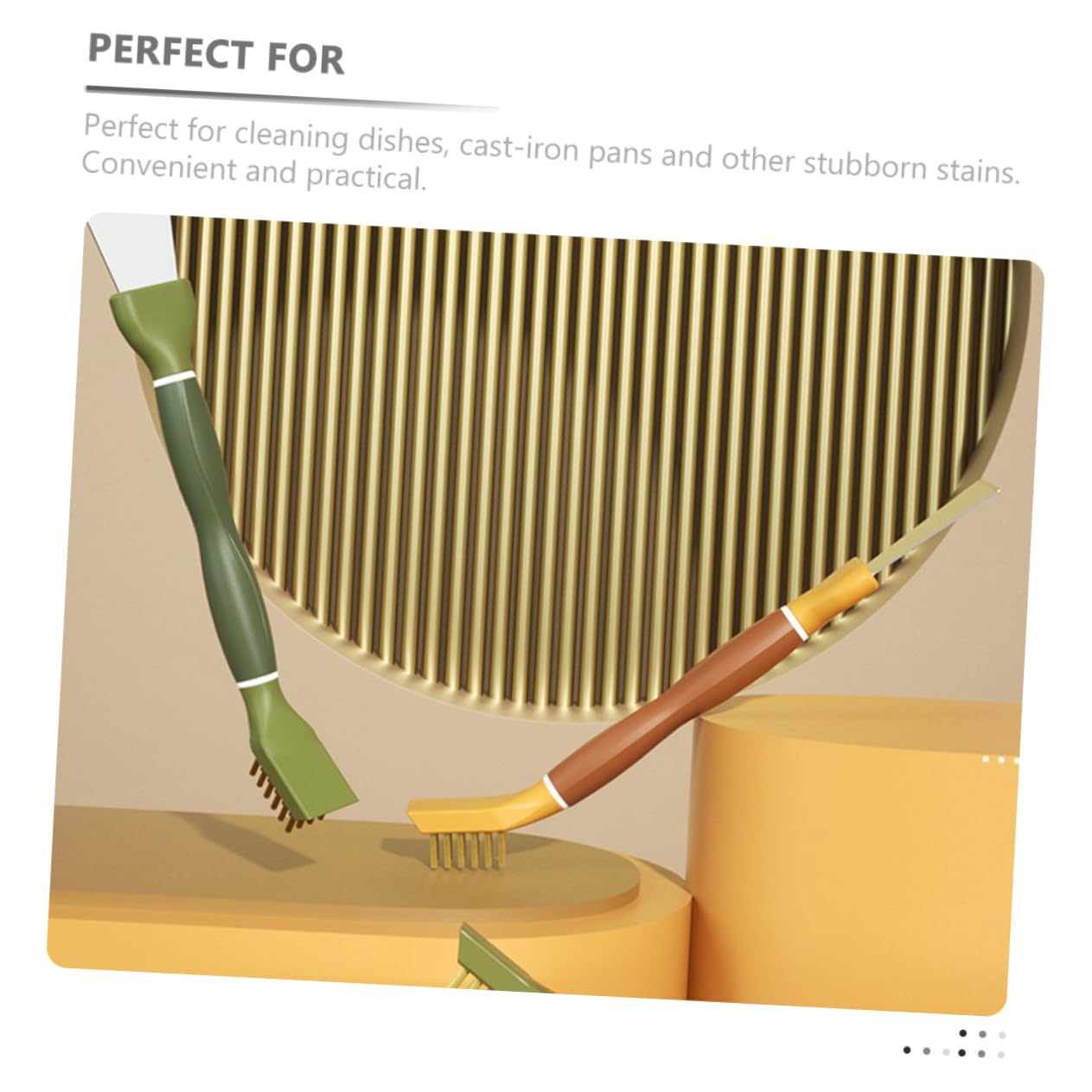Cabilock Efficient Kitchen Cleaning Tool Double-Ended Kitchen Brush Dish Scraper Cleaning Brush for Stove Pan and Sink