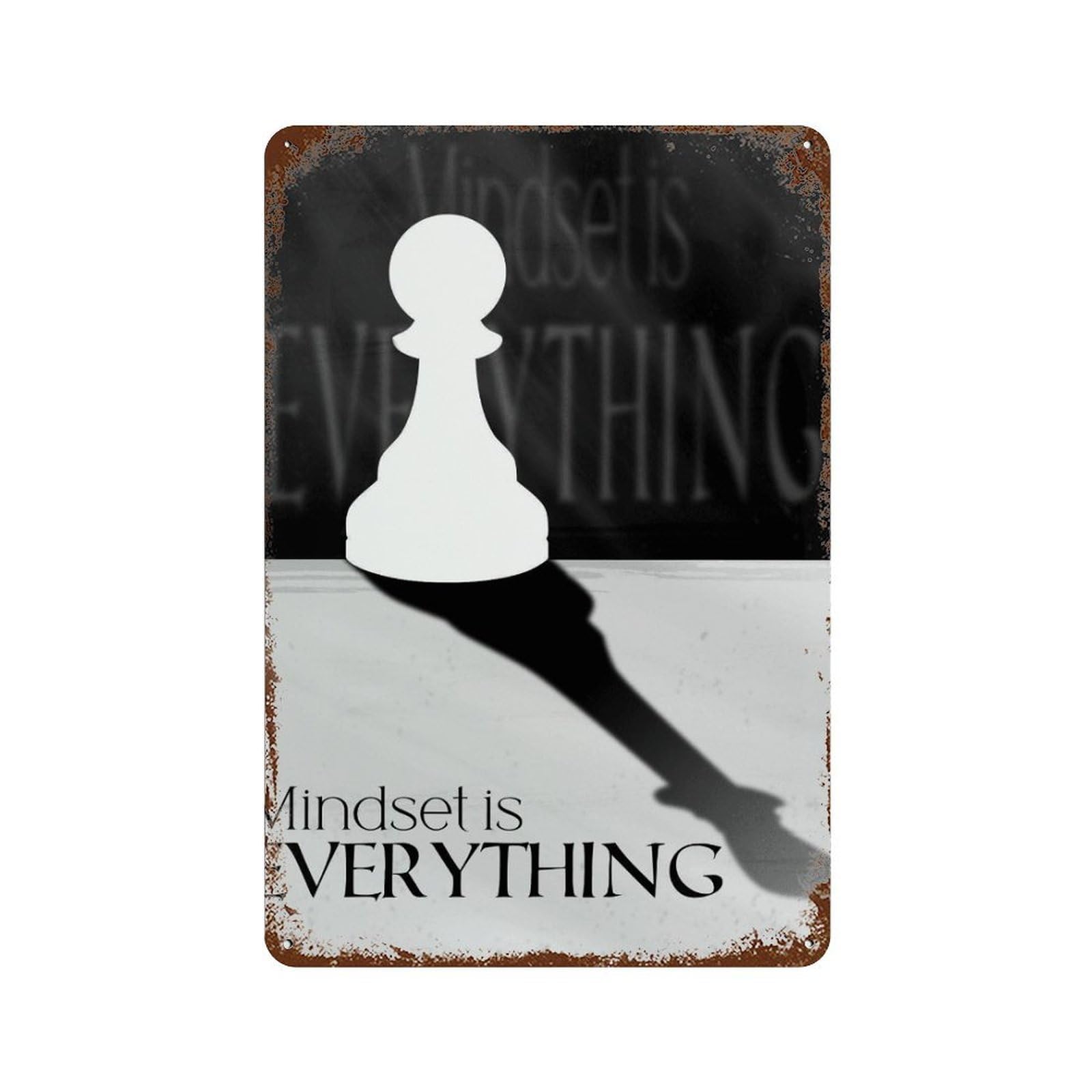 xiaoxiaoshen Mindset Is Everything Business Motivation Poster, Black And White Minimalist Art Wall Decor Art Metal Tin Poster Modern Home Decor Art Home Bar Shop Decorations Vintage Sign 30x20cm