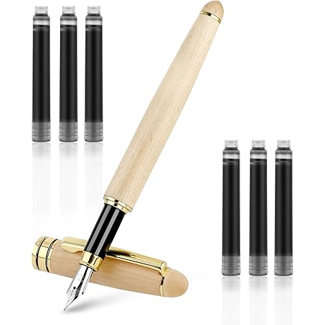 Handcrafted Wooden Fountain Pen,0.5mm Maple Wood Fountain Pen