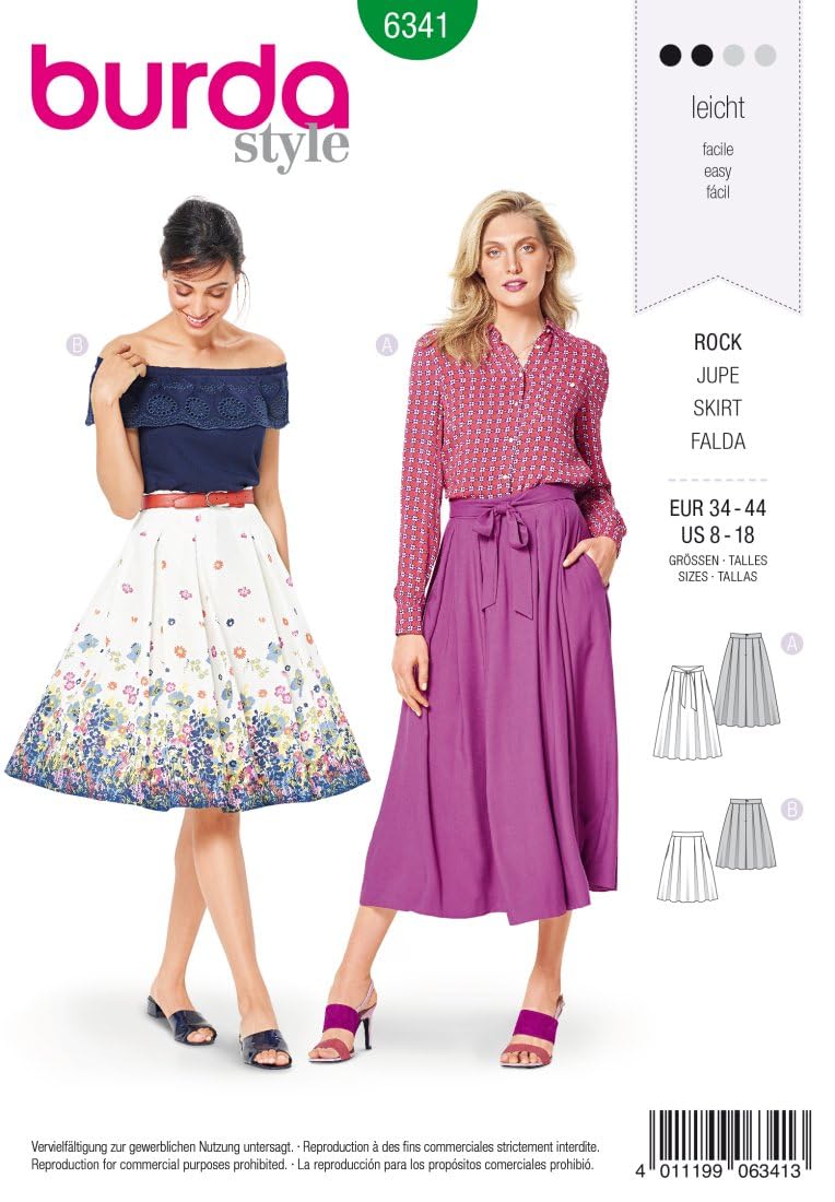 Burda Style Sewing Pattern B6341 Misses' Inverted Pleat Skirt