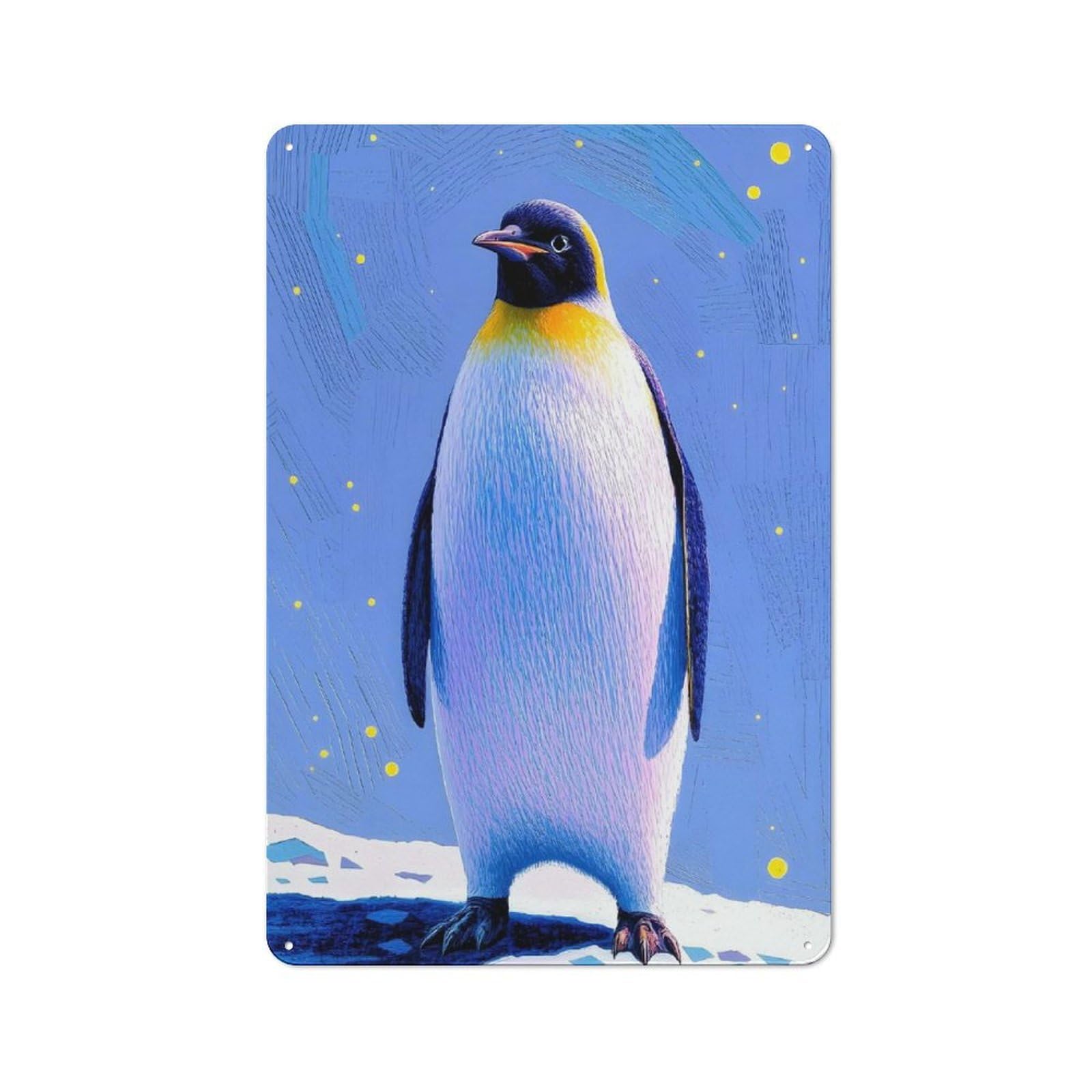 Junmoney Style-12 Metal Wall Sign 30X20cm Featuring Majestic Penguin Portrait For Garage Wall, For Themed Room Decoration, For Living Room And Hallway Decor
