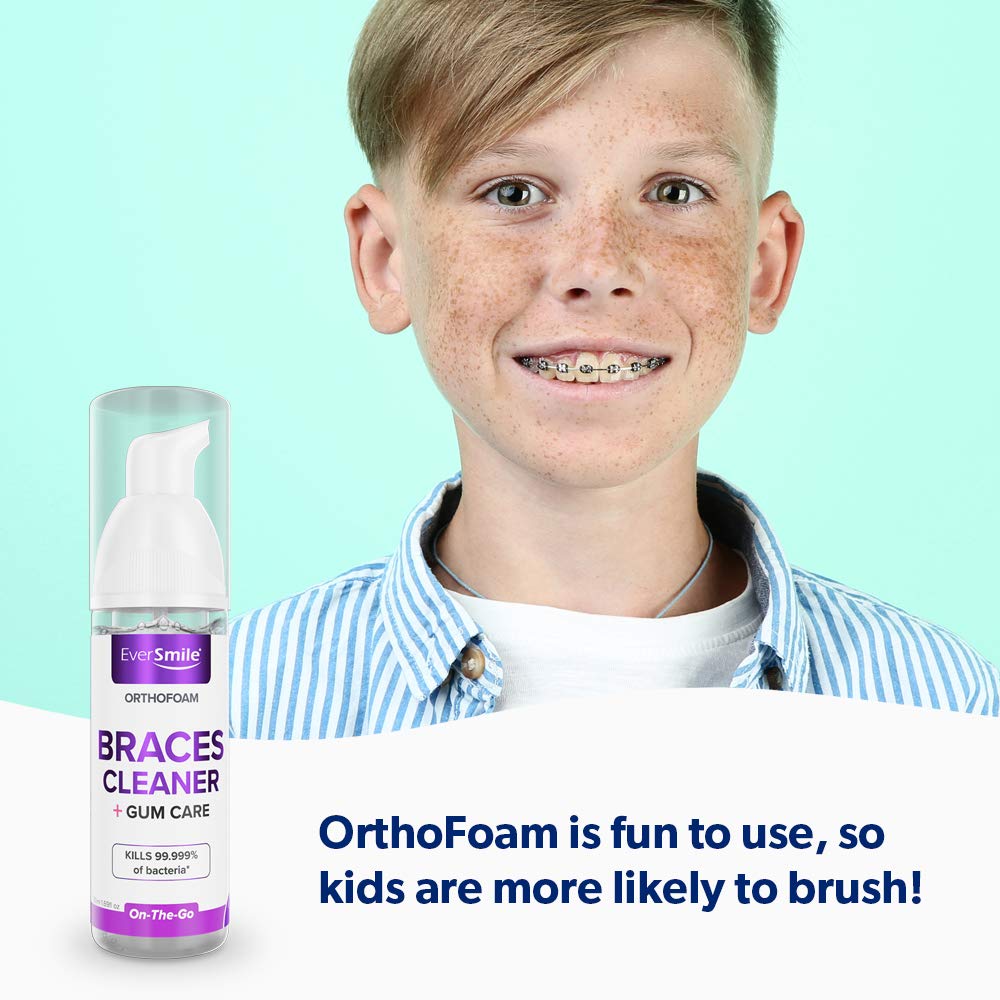 OrthoFoam Braces Cleaner Cleans Under Metal, Ceramic or Clear Brackets & Wires. Brush or Rinse