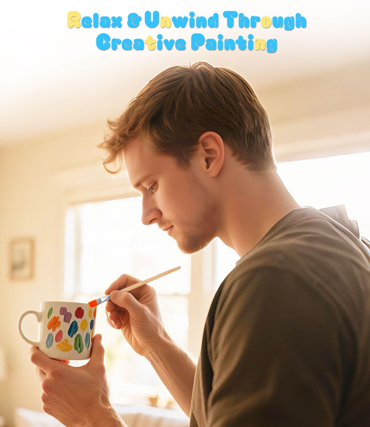 Vuxava Kit Tazze da Dipingere – Set Ceramica Fai da Te con Colori e Pennelli – Tazza Personalizzabile per Adulti & Bambini – Idea Regalo Creativa per Compleanno o Natale