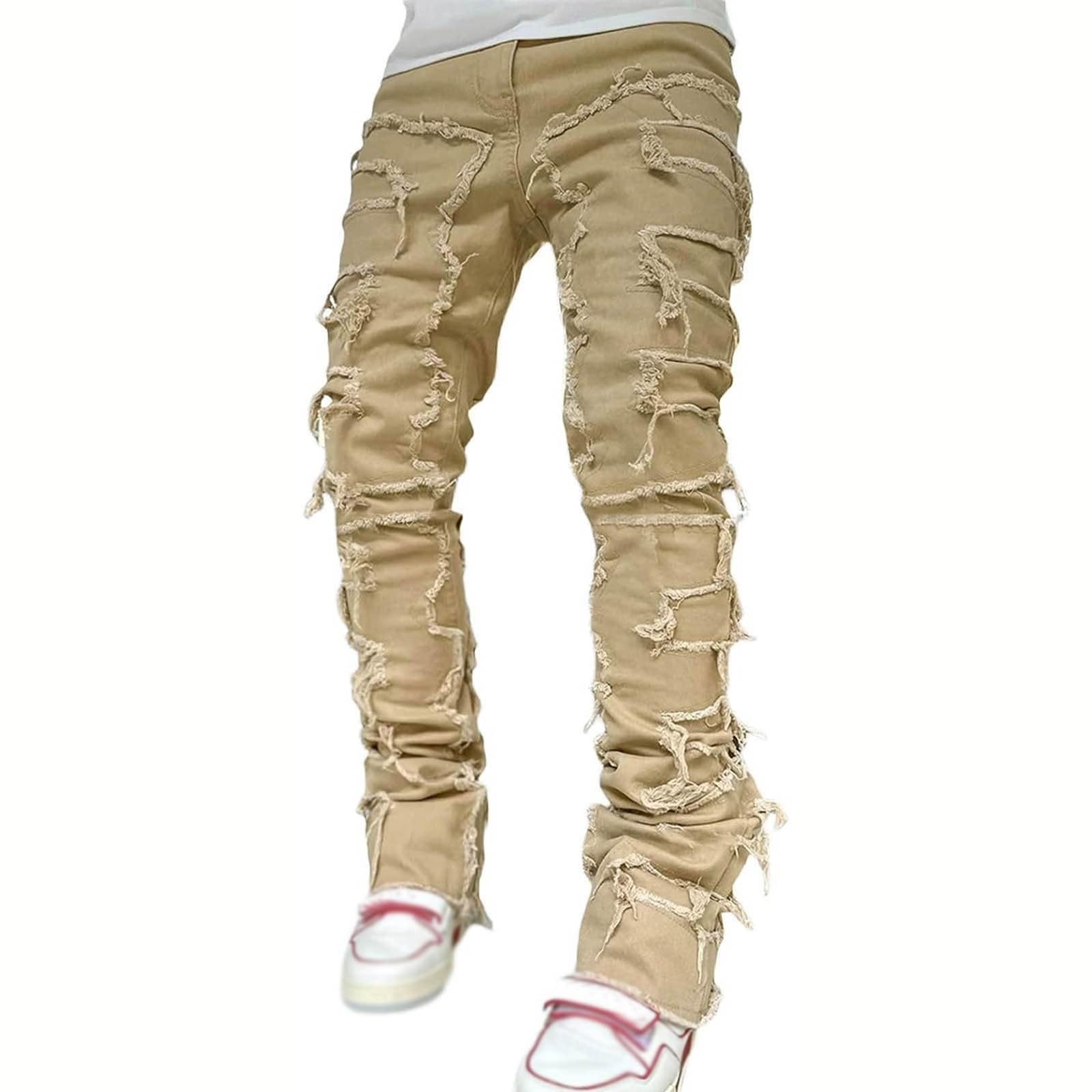 Jeans Da Uomo Strappati, Pantaloni Uomo Jeans Gamba Dritta Strappato Elasticizzati Pantaloni Uomo Elegante Casual Skinny Blu Jeans Uomo Estivi Jeans Da Uomo Streetwear Stile Y2k Pants Casual Versatile