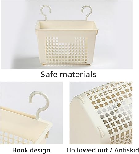 Miniatura 5 de 3 cestas de almacenamiento de plástico para colgar, cesta de plástico para organizar, baño, cocina, dormitorio, cesta de almacenamiento pequeña de