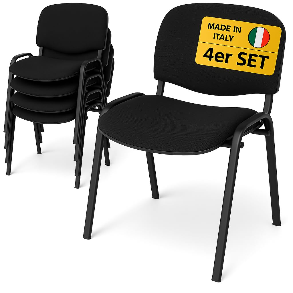 Topsit Lot de 4 Chaises Visiteur ISO Chaises de conférence empilables et Confortables avec Assise et Dossier rembourrés