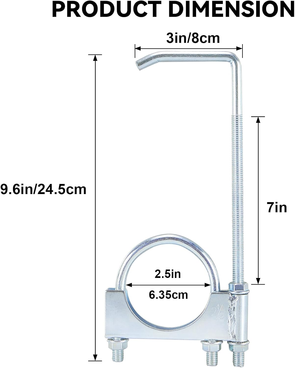 2-1/2" Universal Clamp On Exhaust Hanger 2.5" Exhaust Clamp With Hanger Rear Muffler Hanger for Car Truck,2pcs
