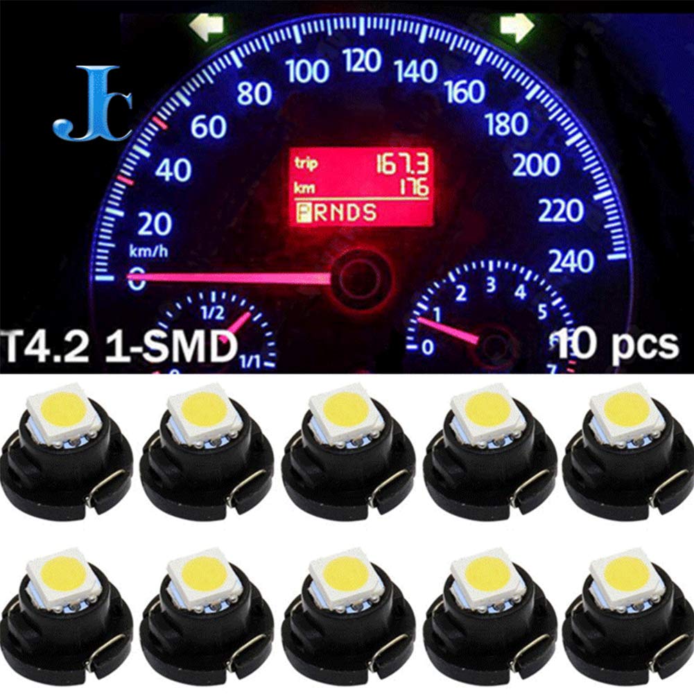 Lampade LED per Cruscott, 10Pcs T4.2 12V LED Lampadina Strumento Auto Cruscotto Meter Luci di Pannello Lampade T4.2 White