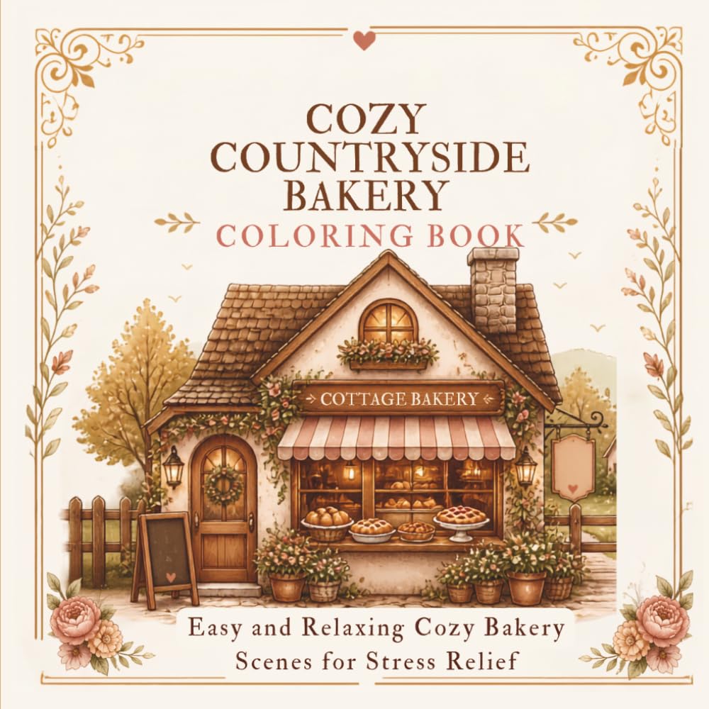 Cozy Countryside Bakery Coloring Book: Easy and Relaxing Cozy Bakery Scenes for Stress Relief