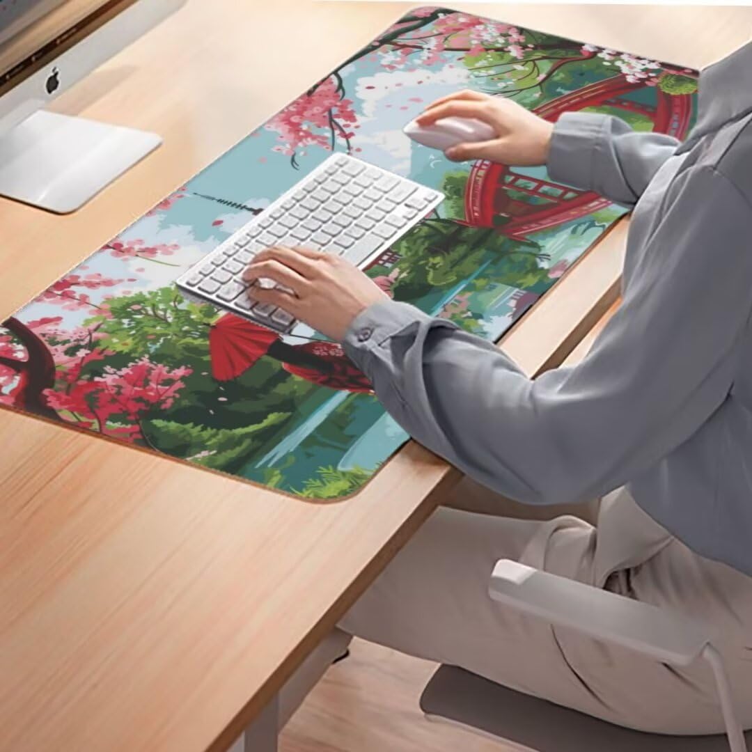 Japanischer Mauspad 1600 x 800mm,Mousepad XXL Schreibtischunterlage Prinzessin Mouse Pad,Wasserdicht und Rutschfest Gaming Mauspad,Verbessert Präzision,Gaming-Mauspads für Pc und Gaming Zubehör qw57