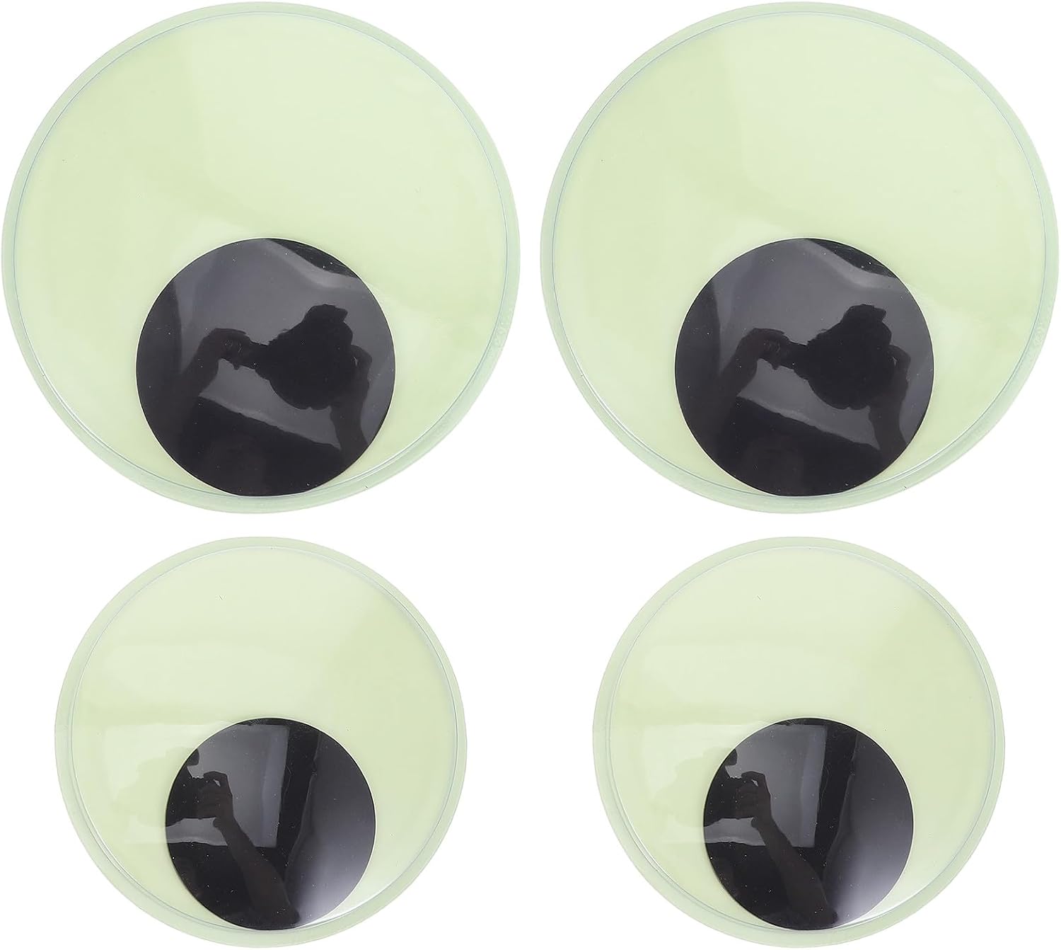 VOSAREA 4pcs Giant Googly Eyes Self Adhesive, Glow in Dark Luminous Wiggle Eyes for Halloween Pumpkin Decorations, Outdoor Party Crafts, DIY Tree and Bush Décor