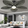 DWVO 46" Tropical Ceiling Fan with Light & Remote, Adjustable 3-Color Lighting, 6-Speed Quiet DC Motor, Reversible 5-Blade for Bedroom, Living Rooms, Dining Room