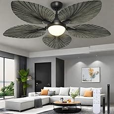 DWVO 46" Tropical Ceiling Fan with Light & Remote, Adjustable 3-Color Lighting, 6-Speed Quiet DC Motor, Reversible 5-Blade for Bedroom, Living Rooms, Dining Room