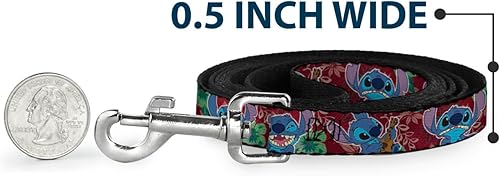 Miniatura 4 de Correa para perro puntada 6 expresiones tropicales flora borgoña, rojos, verdes 4 pies de largo 1.0 pulgadas de ancho