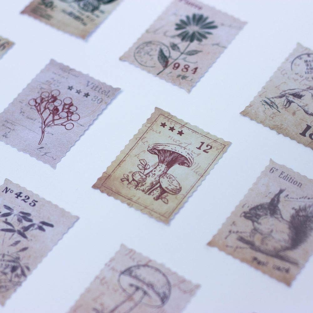 Luck Flora and Fauna Style Postage Stickers Stamps Craft Scrapbooking 46 Pieces