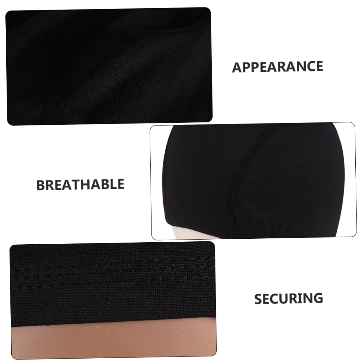 FRCOLOR Elastic Wig Liner Hat 4 Pieces Stretch Dome Cap for Wigs Black Comfortable Breathable One Size Suits