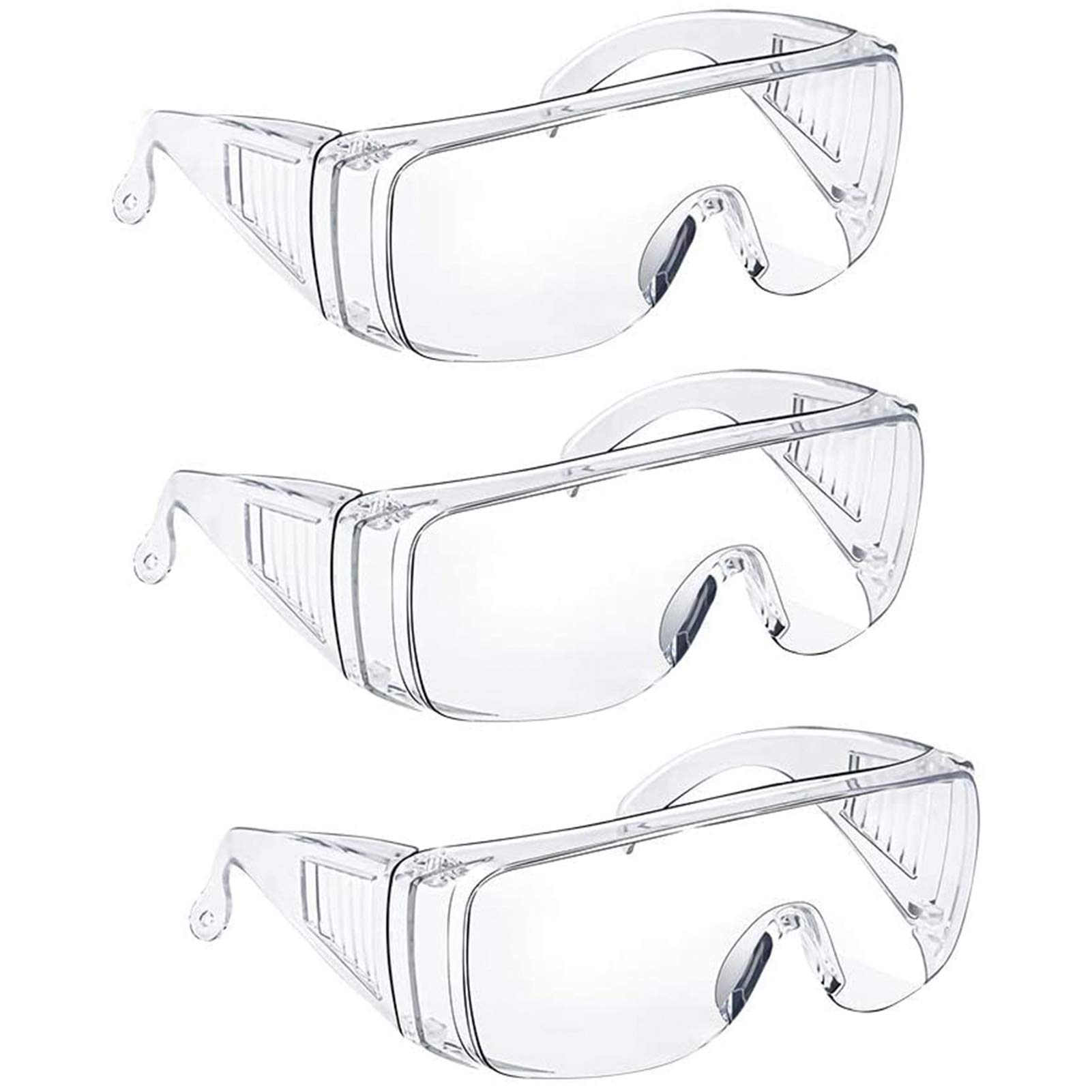 Safety GlOver GlGoggles Protective Eyewear - Anti Fog GlShooting GlEye Protection with Clear Vision,Scratch & UV Resistant Safety GlFit Over Prescription Glfor Work Lab Men Women 3 Pack Clear