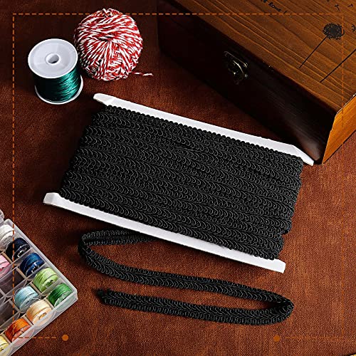 Gimp Braid Trim 1/2 Inch 20 Yard Polyester Woven Braid Trim Upholstery Trim Decorative Gimp Trim For Costume Diy Crafts Sewing Curtain Slipcover Decoration Jewelry Making Costume Accessories (Black) #TOP6