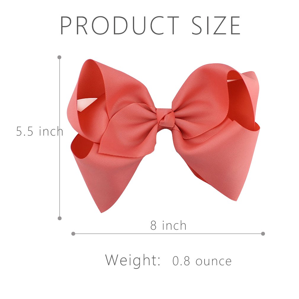 DEEKA 10 PCS Multi-colored 8" Hand-made Grosgrain Ribbon Hair Bow Alligator Clips Hair Accessories for Little Girls