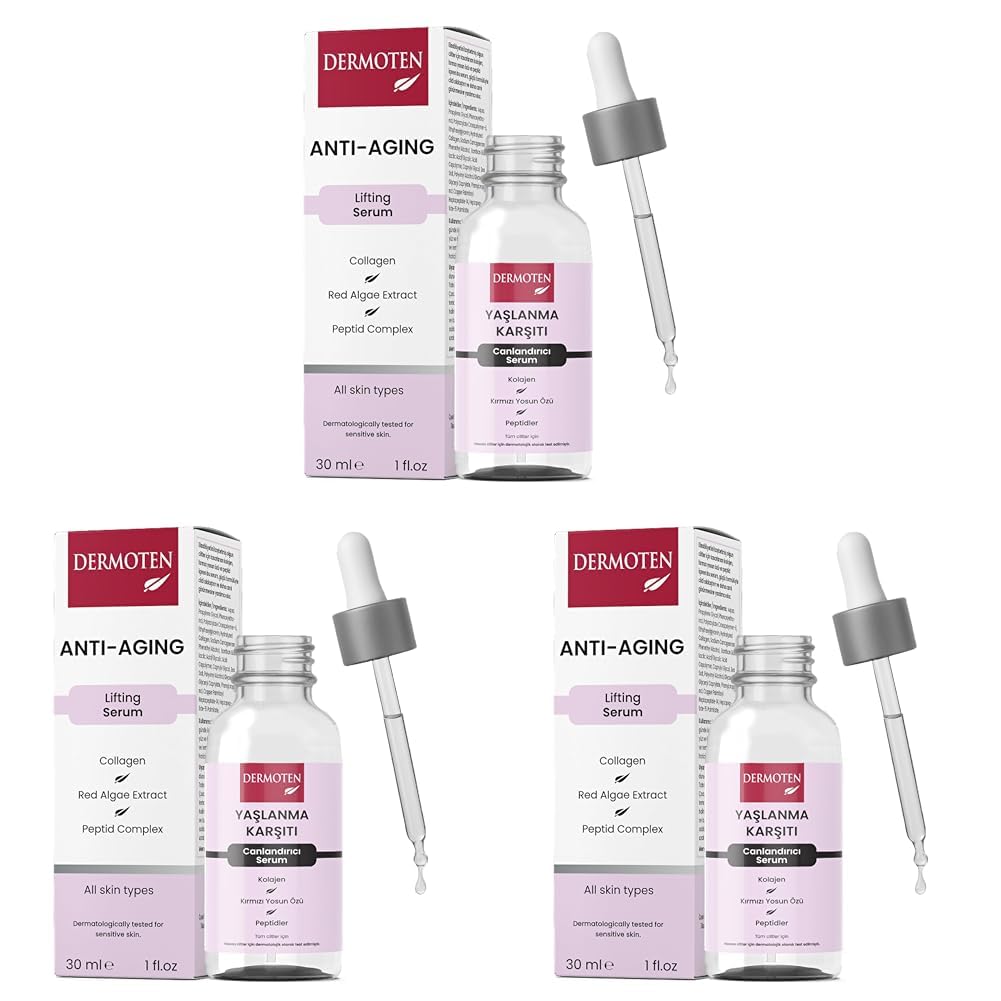 Dermoten Yaşlanma Karşıtı, Kolajen Cilt Bakım Serumu 30 ml (3 paketi)
