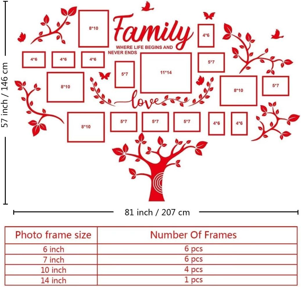Family Tree Photo Frame Stickers for Wall DIY 3D Tree Wall Stickers Living Room Tree Wall Sticker Tree of Life Wall Art for Living Room Wall Decorations for Bedrooms (207x146cm - Image 3