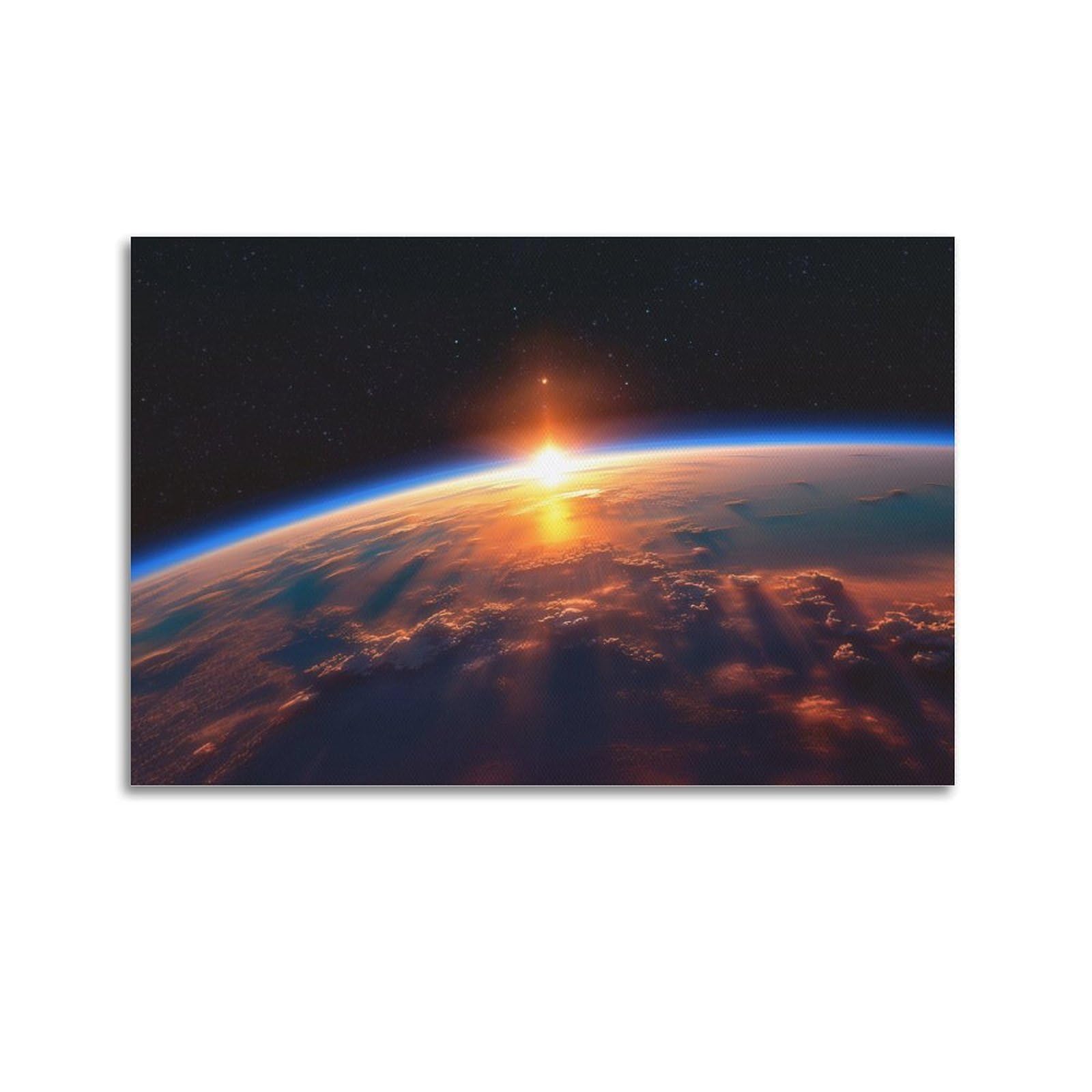 OKAHYS Earth Sunrise Planet Space Poster Decorative Painting Canvas Wall Artworks Picture 24x36inch(60x90cm)