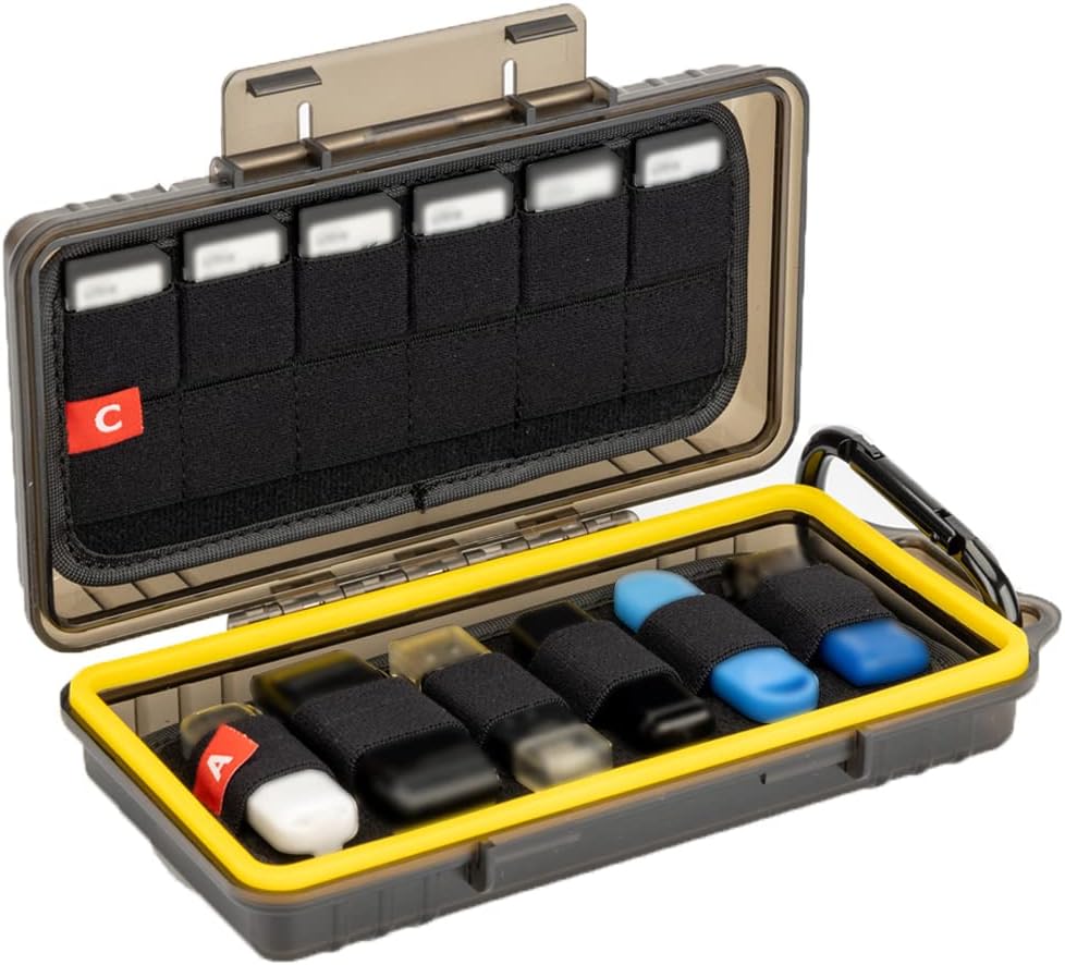 Kiwifotos Durable USB Flash Drive Case, Thumb Drive Organizer for 12 USB A/USB C Jump Drive, 24 Memory Card SD SDHC SDXC CFexpress Type A Card Case Holder, Water-Resistant and Shockproof