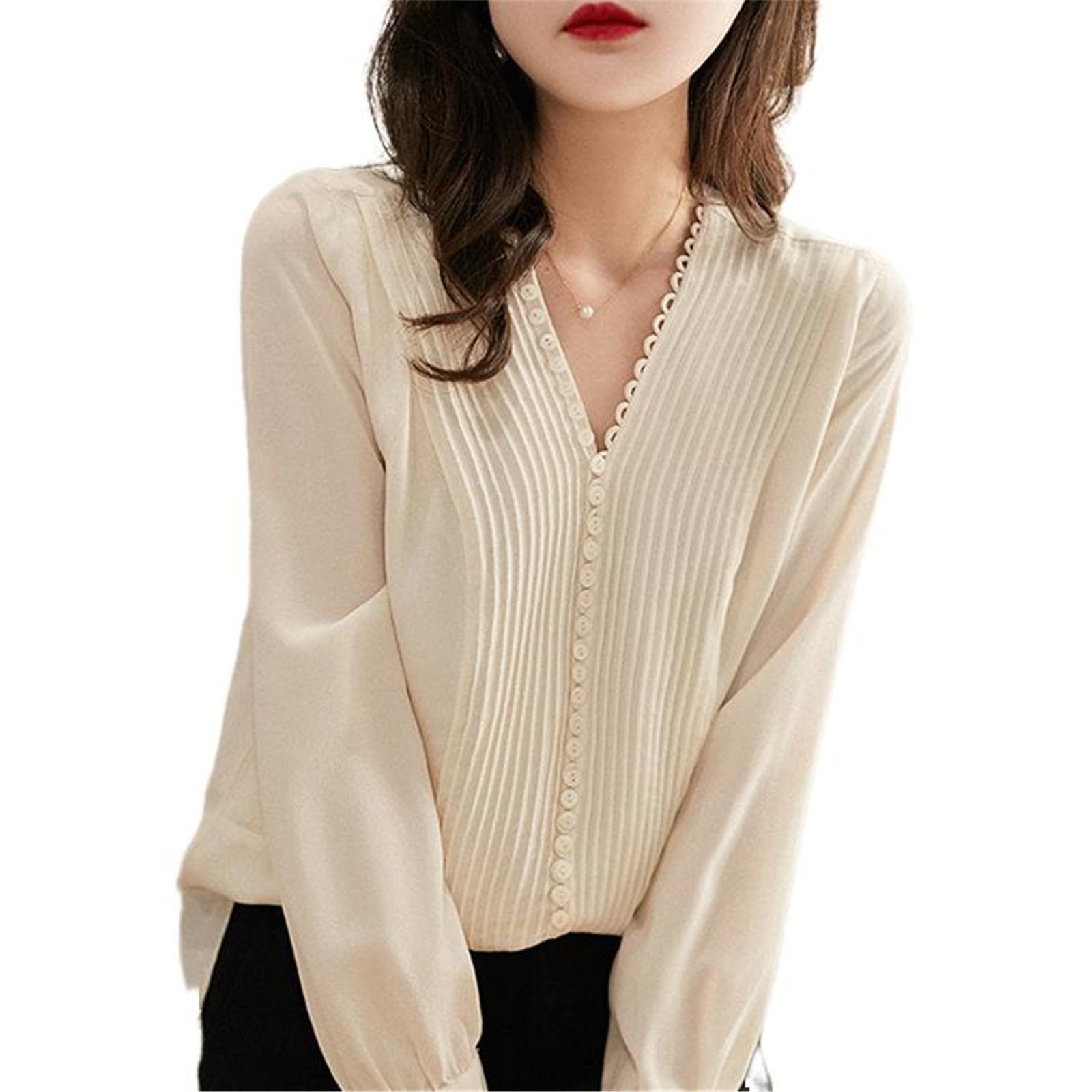 Camisa Casual Blanca con Cierre de cordón para Mujer