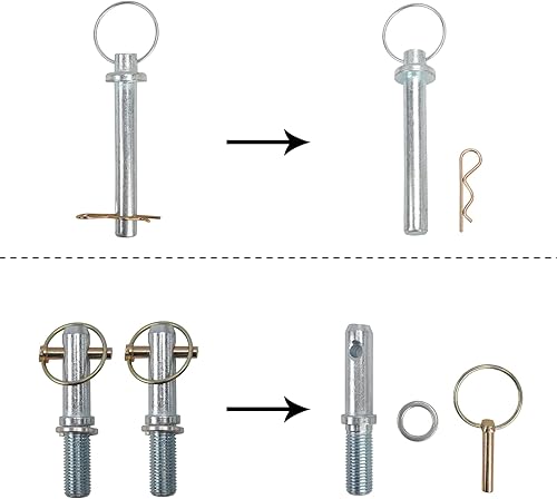Miniatura 7 de Adaptador de enganche de barra de tracción de remolque de 2 pulgadas y 3 puntos resistente para remolque subcompacto compatible con tractores de