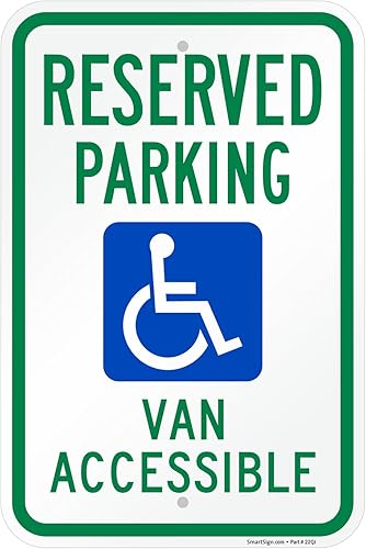Miniatura 12 de SmartSign Señal de estacionamiento reservado para furgoneta accesible - Paquete de 2, señal de estacionamiento para discapacitados, 45 x 30 cm, 2 mm