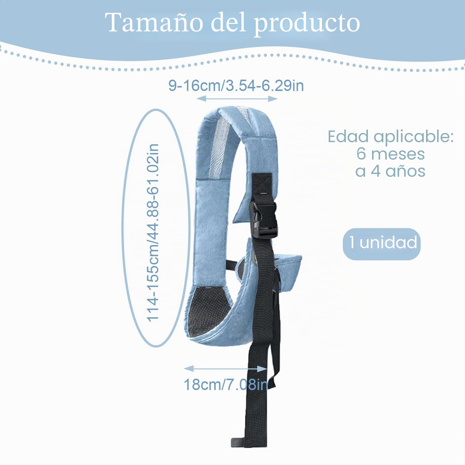 Ajustable Portabebes Lateral Capacidad de Carga 25 KG Fular Portabebe Azul Baby Carrier Transpirable Ergonómico Apto para Recién Nacidos de 3 a 36 Meses | Mochila portabebés para bebés y niños pequeños hasta 3 – 36 meses