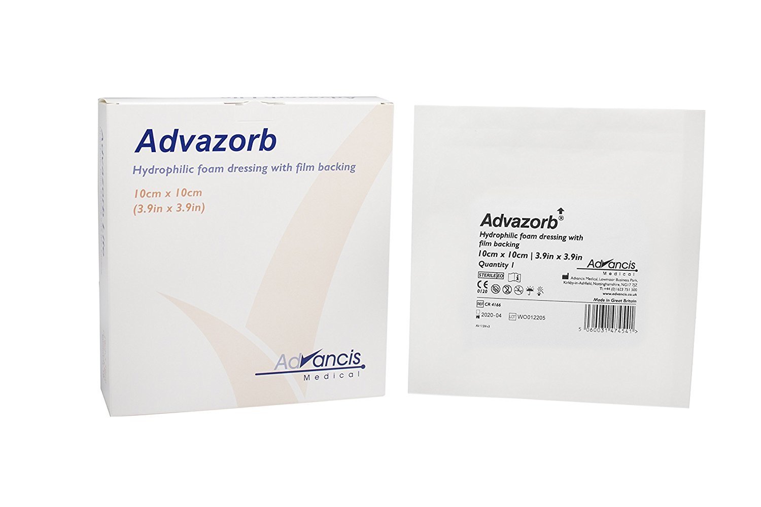 Advazorb Hydrophilic Foam Square Dressing, 10 x 10 cm