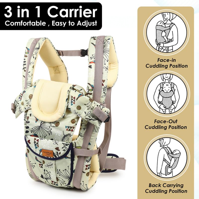 Image of Chinmay Kids Baby Carrier 4 in 1 Carry Bag Baby Carrier Cuddler Air Mash Fabric Baby Carrier, Off-White