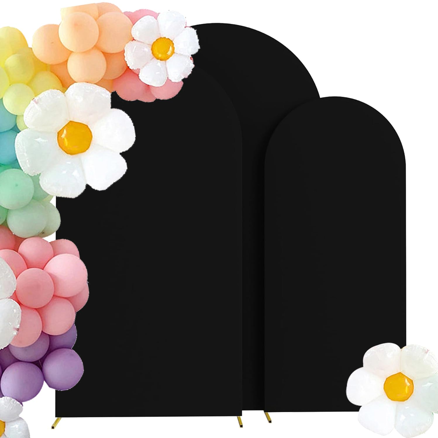 HAINARverS Set of 3 Wedding Arch Cover 6FT,6.6FT,7.2FT Spandex Fitted Stretchy Arch Stand Covers,2 Sided Round Top Chiara Backdrop Cover for Birthday