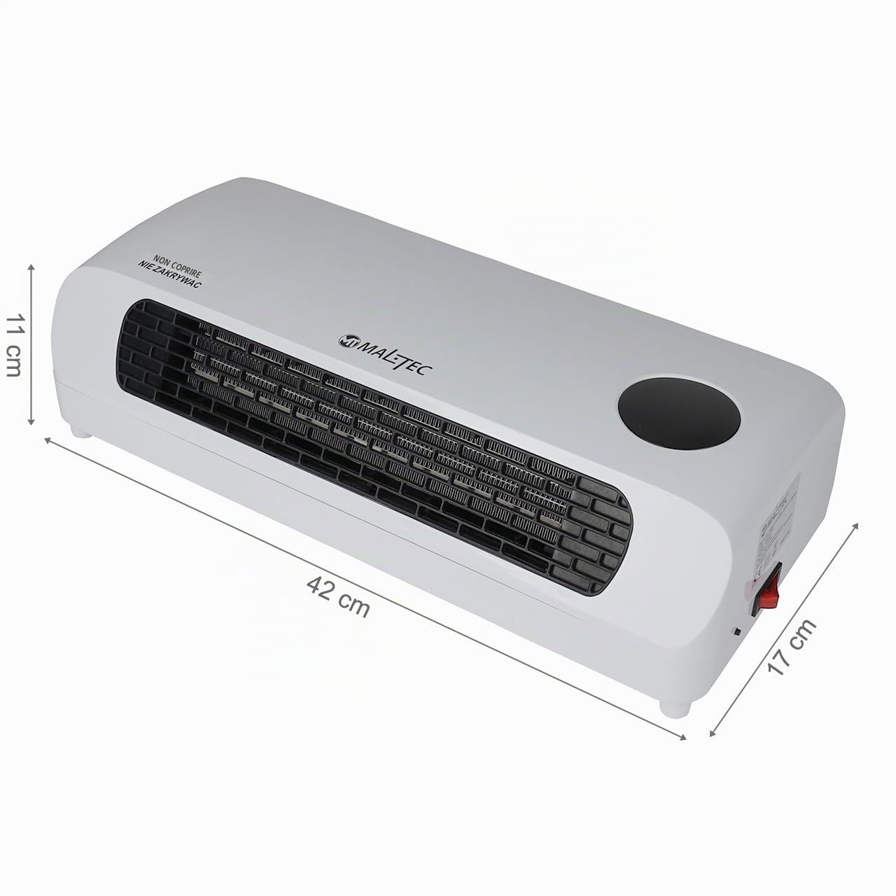 MalTec Termoventilatore in ceramica da parete con telecomando PT3800Wt | Riscaldatore rapido | Funzione antigelo | Riscaldatore | Adatto per casa bagno